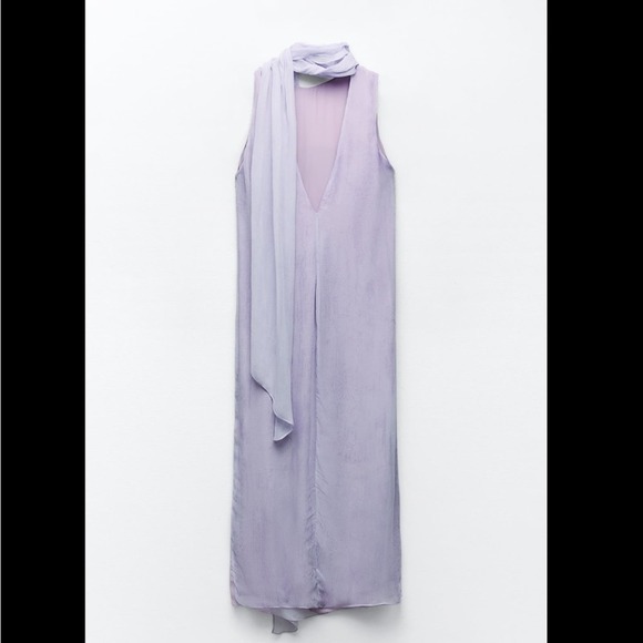 ZARA FLOWY PRINTED DRESS WITH SCARF. Brand new with tag. - Picture 6 of 8